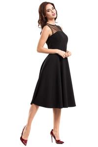 Black Evening Dress with Transparent Neckline