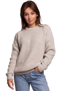 Oversize Long Cut Sweater - Beige