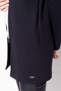 Black Casual Zipper Closure Stand-up Collar Short Coat