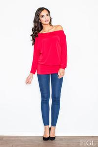 Red Loose Bat Long Sleeves Blouse