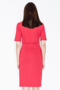 Red Two Layers Knee Length Dress with Decorative Chain