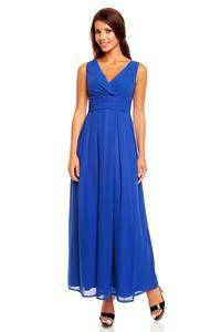 Blue V-Neck Slim Waist Prom Evening Dress