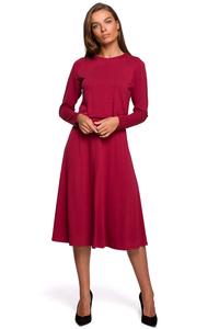 Red Flared Casual Midi Dress