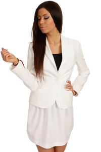 Long Lapels Ecru Coat with Single Button Fastening