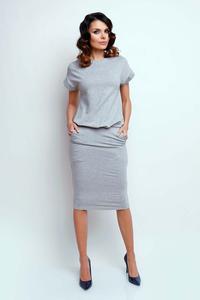 Gray Modern Midi Dress with Short Sleeve