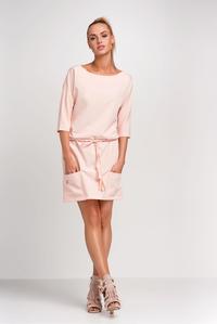Light Pink Comfy Sreet Stye Drawstring Waist Mini Dress