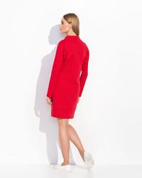 Red Simple Style V-Neckline Long Sleeves Casual Dress