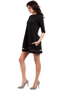 Black Classic Flared Dress with Transparent Strap