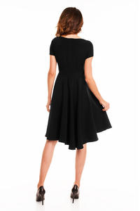 Black Short Sleeves Light Pleats Dress