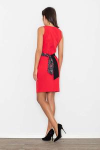 Red Pencil Coctail Dress with Sash