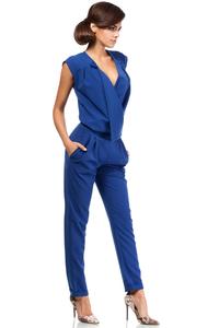 Blue Elegant V-Neckline Wrap Front Jumpsuit