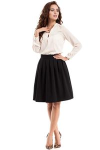 Black Pleated Knee Length Skirt