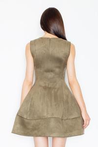 Olive Green Sleeveless Princess Style Dress