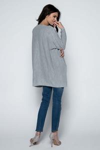 Grey Oversized Tunic with Front Pockets