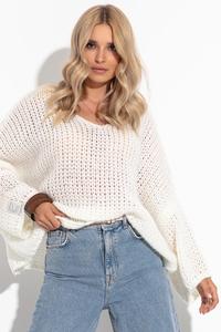 Ecru Oversized V-Neck Sweater