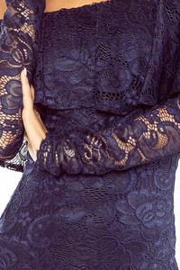 Dark Blue Bodycon Lace Dress with Spain Style Neckline