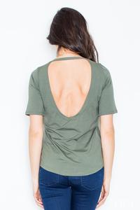 Dark Green Classic Style Cut Out Back T-shirt