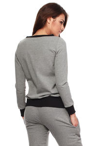 Grey Dynamic Sporty Sweatshirt Long-sleeve Blouse