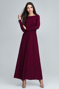 Maroon Long Sleeves Maxi Dress