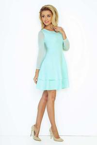 Mint Green Coctail Dress with Transparent Sleeves