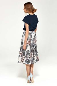 Patterned Flared Midi Skirt