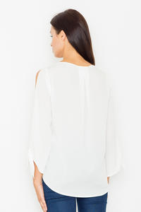 Ecru Cut Out Sleeves Stylish Blouse