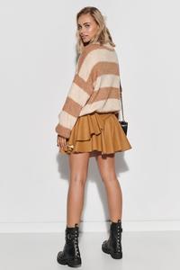 Loose sweater in wide beige and camel stripes