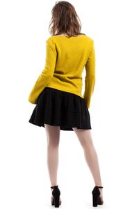 Yellow Scoop Neckline Long Sleeved Blouse