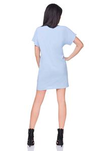 Light Blue Simple Short Sleeves Mini Dress