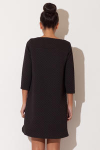 Black Quilted Winter Fall Loose Dress