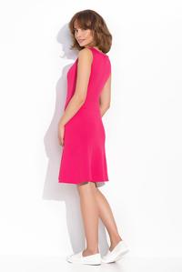 Pink Sleeveless Classic Round Neck Dress