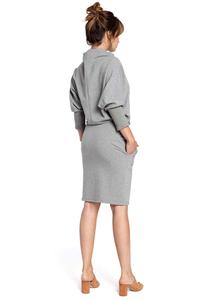 Grey Casual Dress with Wide Tourtleneck