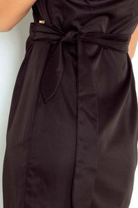 Black Simple Coctail Dress with Sash at The Back