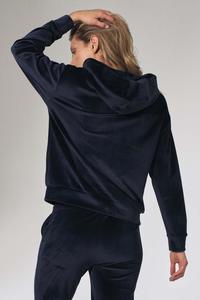 Dark Blue Velveteen Hooded Sport Blouse