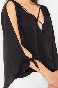Black Cut Out Sleeves Stylish Blouse