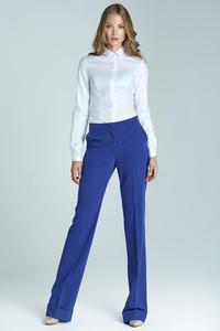 Blue High Waist Design Elegant Long Trousers