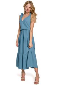 Blue Midi Frilled Dress