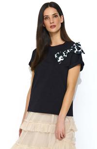 Black T-shirt with Animal Theme with Bow