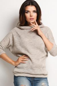 Beige Stylish Sweater with Short Tourtleneck