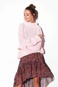 Pink Oversize Warm Turtleneck Sweater