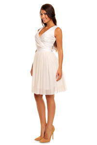Cream Evening Party Dress with Tulle 