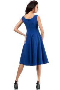 Blue Sleeveless  Elegant Flared Coctail Dress