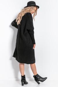 Black Long Ribbed Cardigan without Clasp