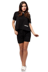 Black Cropped Blouse with Crossover Back