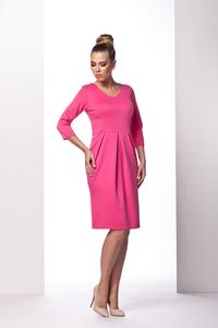 Pink Knee Length 3/4 Sleeves Dress