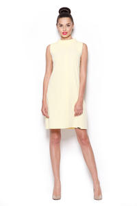 Yellow High Neck Sleeveless Shift Dress