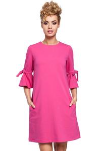 Fuchsia Flared Dress with Bow on The Sleeves