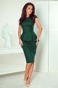 Green Peplum Dress Asymmetrical Cut