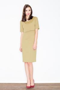 Olive Two Layers Knee Length Dress with Decorative Chain