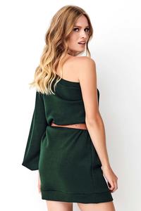 Green Knitted Mini One Shoulder Dress